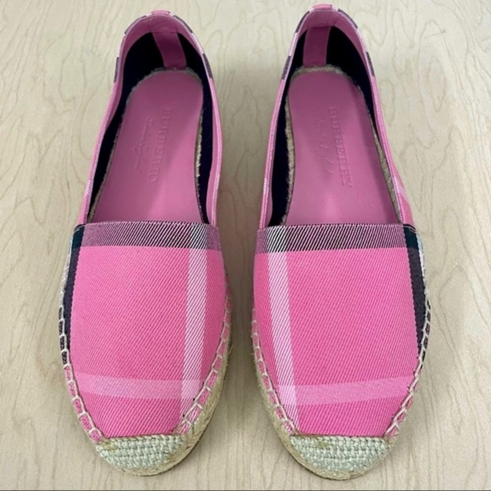 New Burberry Shoes Womens 6 37 EU Hodgeson Flat Espadrilles House Check Pink